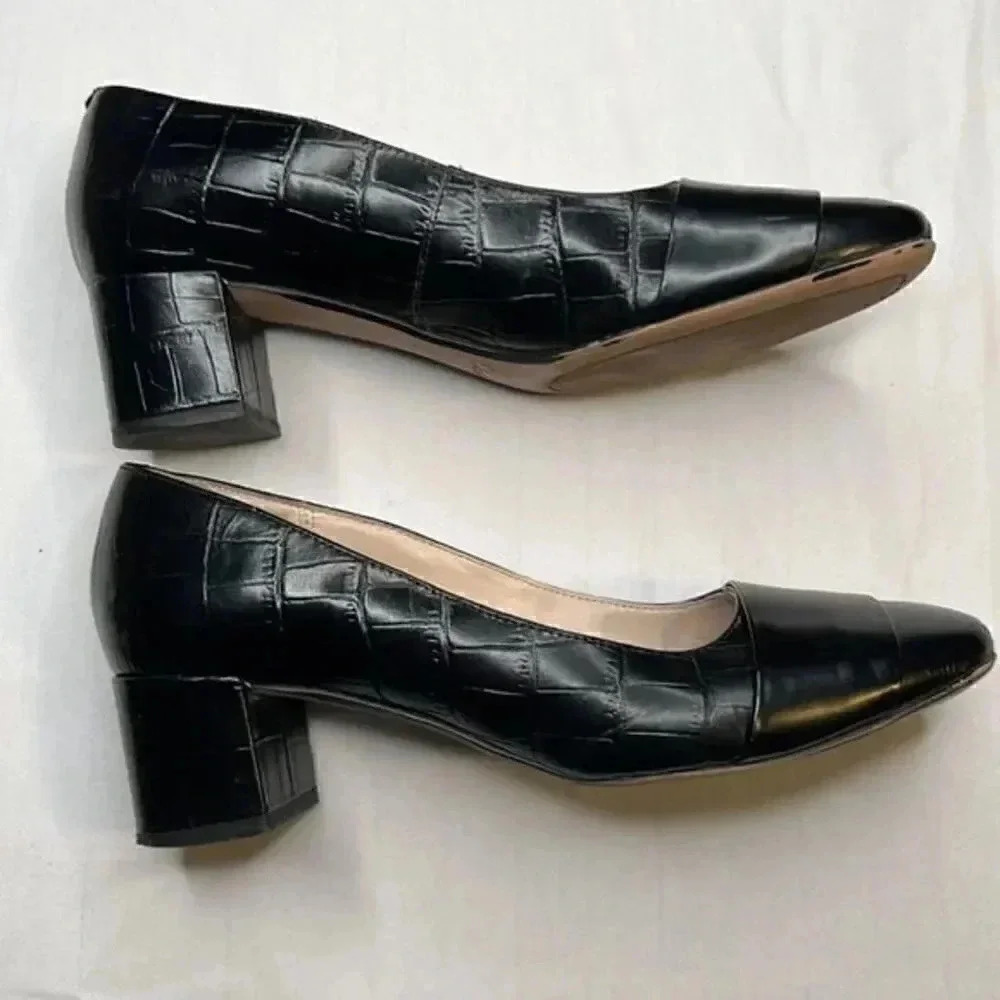 Clarks Narrative Chinaberry Sky Black Leather Pumps Size 8 1/2m - Picture 4 of 7